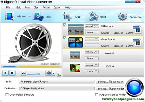 Bigasoft Total Video Converter Arayüzü