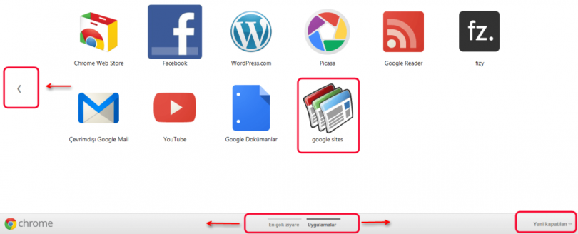 Google chrome sayfalar arası geçiş