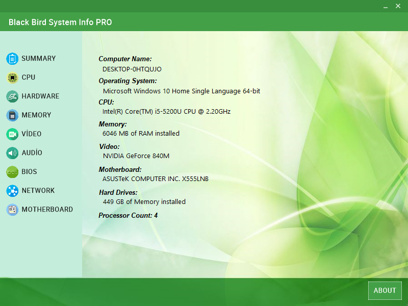 Donanım bilgisi,Black Bird System Info PRO,sistem bilgisi
