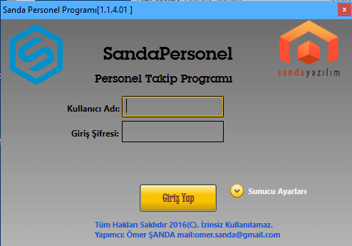 Sanda Personel Takip Programı,SandaPersonel