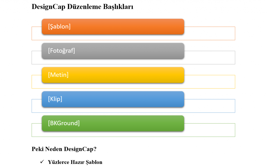 DesignCap menü